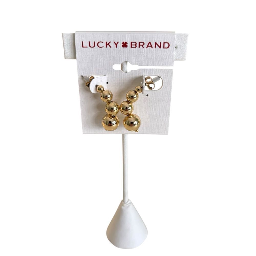Arc Graduated Gold Ball Earrings.